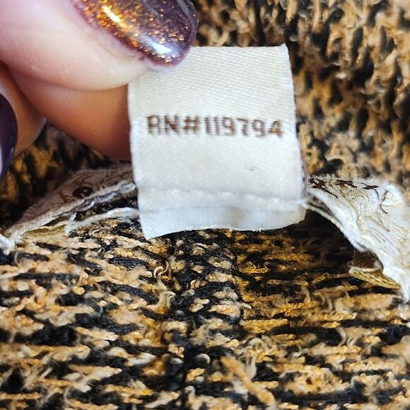 One World Live and Let Live tribal print tan & black open front cardigan, XXL - Picture 5 of 8